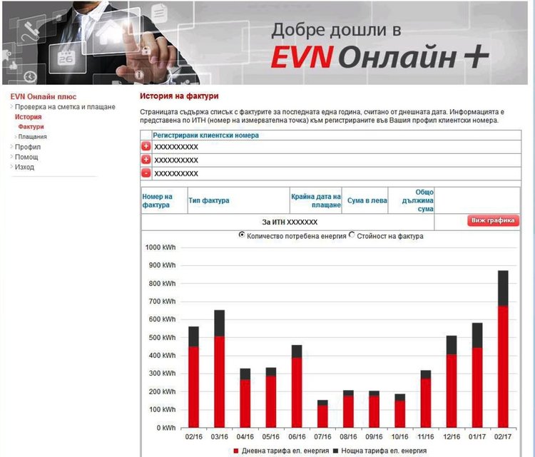 ЕВН предлага безплатна услуга "вижте си сметките за 13 месеца назад"